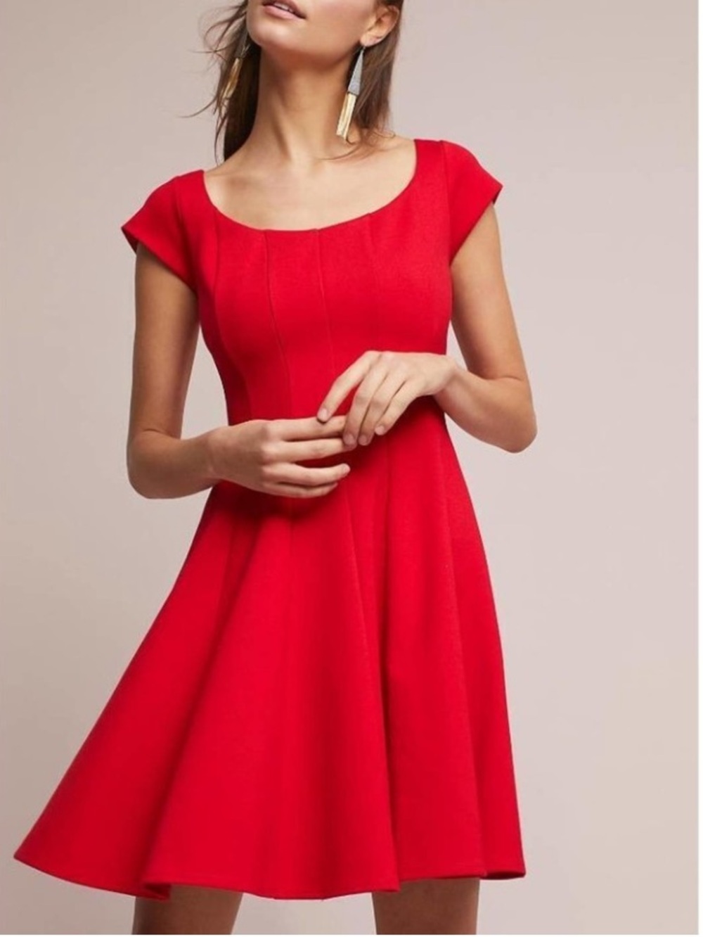 Anthropologie | Bailey 44 Zoe Red Cap Sleeve Fit & Flare Mini Dress Large